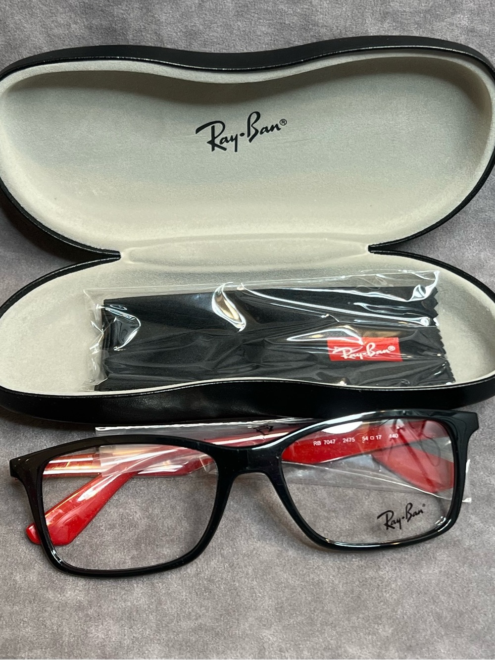 Ray-Ban Black Frame with Red Temples Men’s Eyeglasses